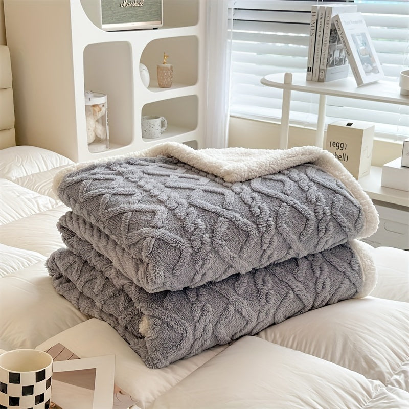 Vintage Luxury Double-Sided Fleece Blanket - Essential for Winter