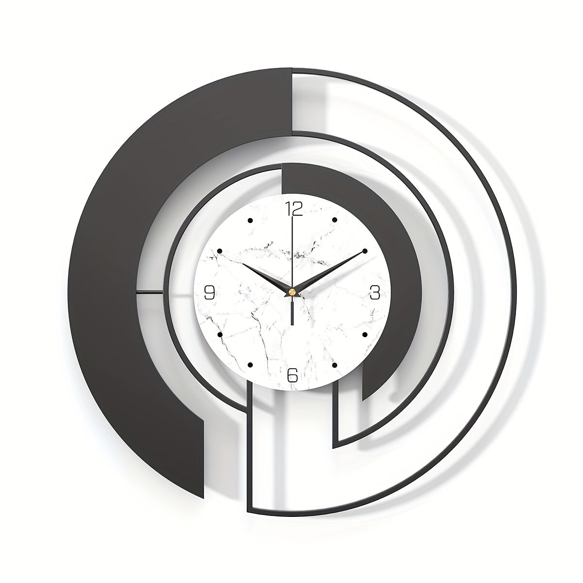 GeoClock - Elegant Black Geometric Wall Clock