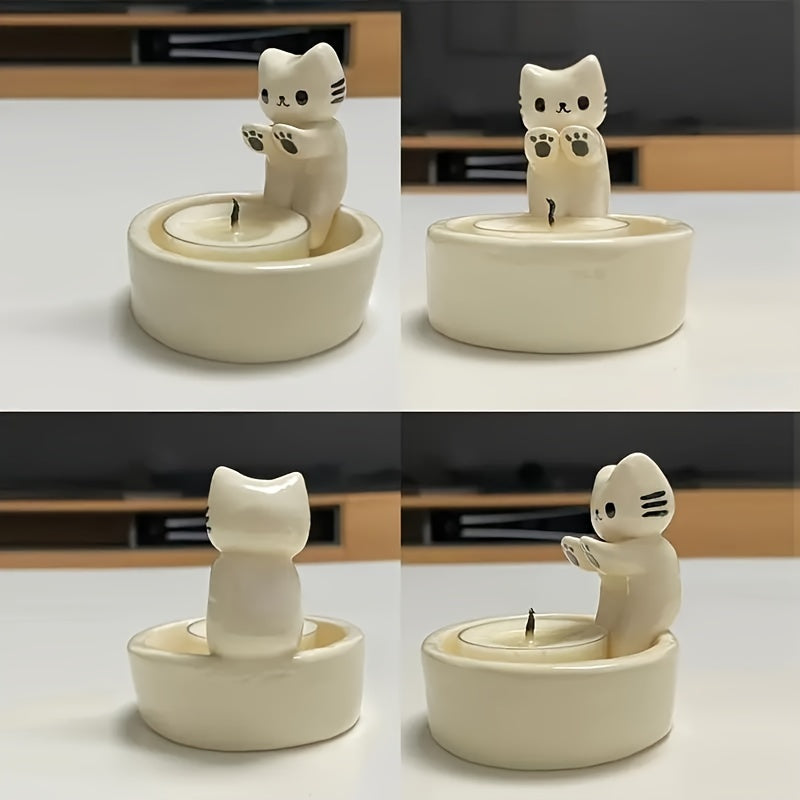 CharmingCat - Playful Resin Candle Tray for Organization