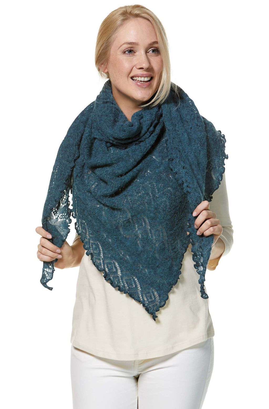 SoftWeave Scarf - Elegant Lace Knit in Light Fabric