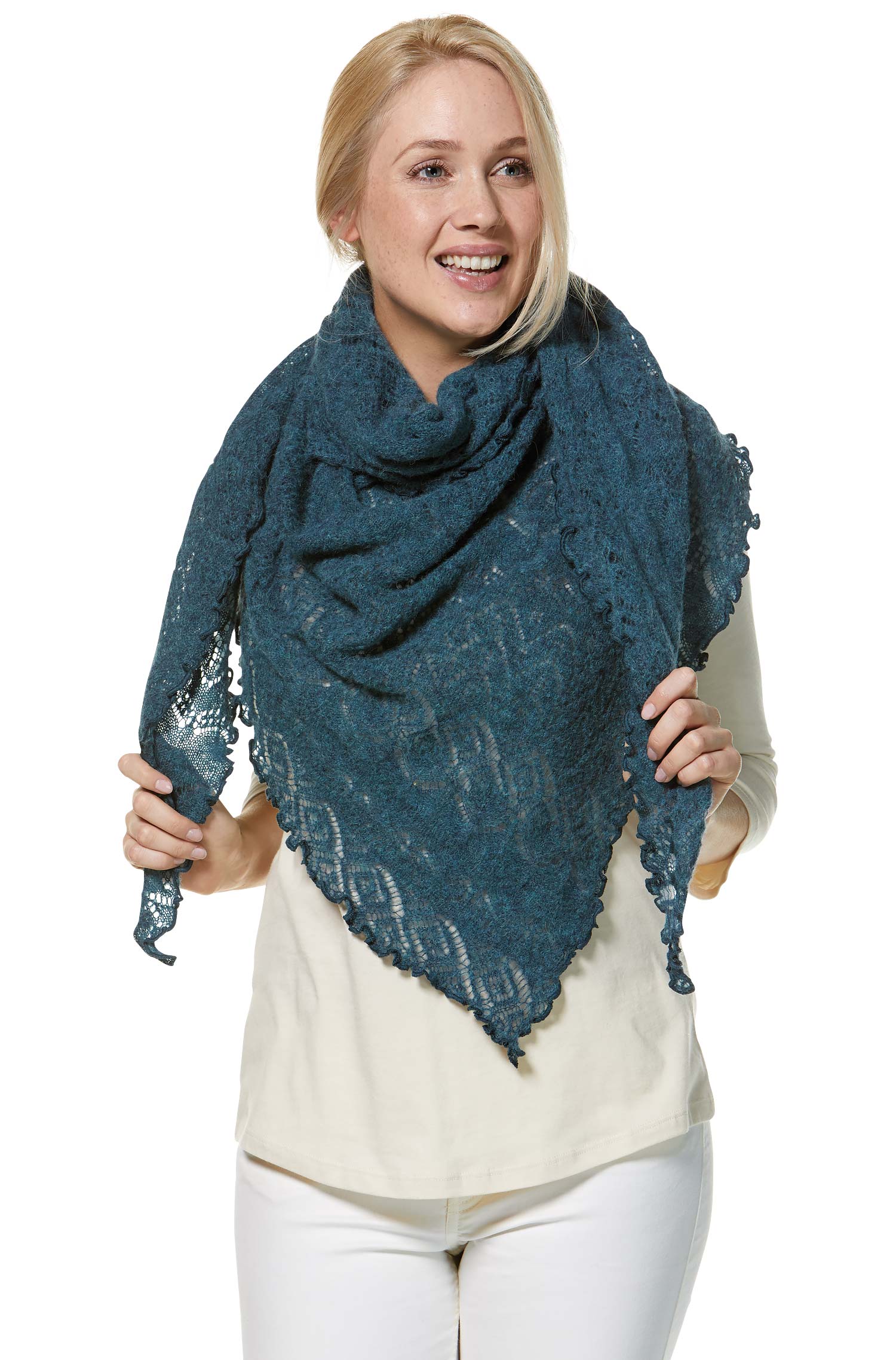 SoftWeave Scarf - Elegant Lace Knit in Light Fabric