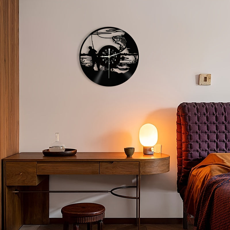 VinylCatch Clock - Retro Fishing Wall Decor
