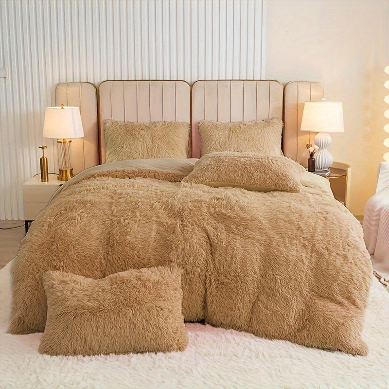 Ultra-Soft Plush Duvet Cover Set with Zipper - Luxury & Comfort