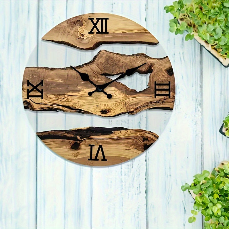 RustiqueClock - Natural Acrylic Wall Clock with Wood Look
