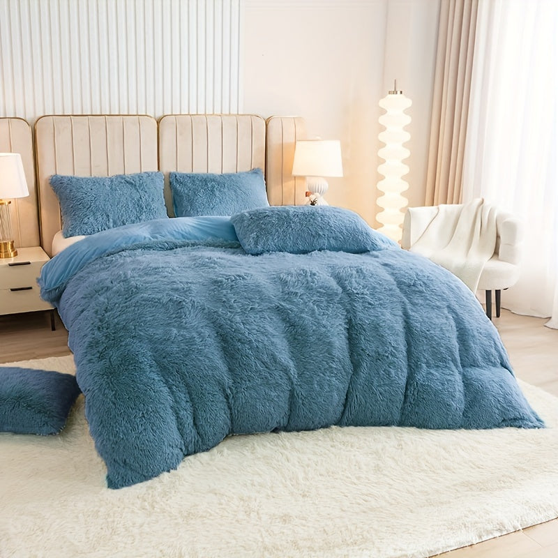 Ultra-Soft Plush Duvet Cover Set with Zipper - Luxury & Comfort
