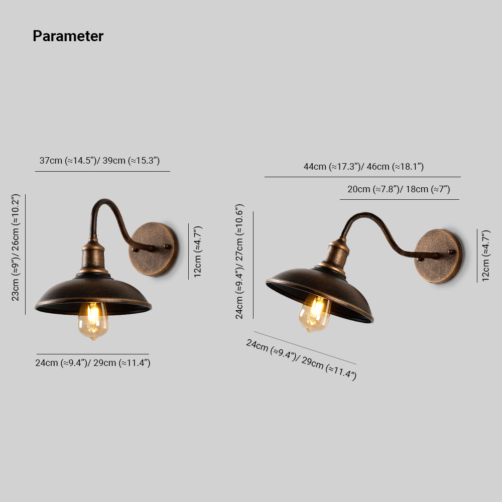 Alessio Vintage Inspired Bowl Shaped Antique Brass Waterproof Outdoor Wall Light - IP65 Rated