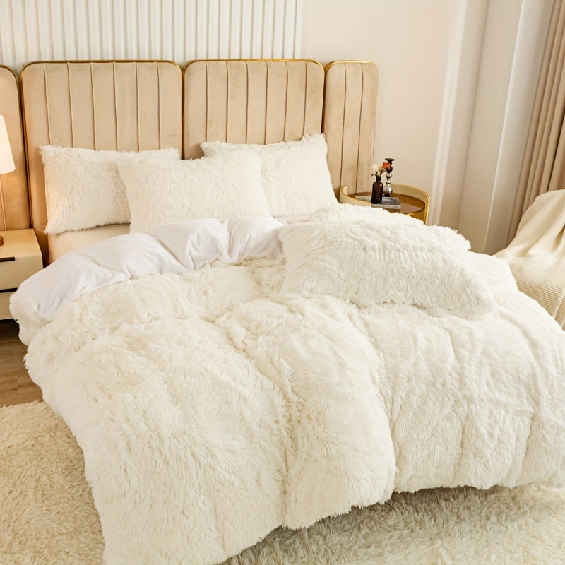 Ultra-Soft Plush Duvet Cover Set with Zipper - Luxury & Comfort