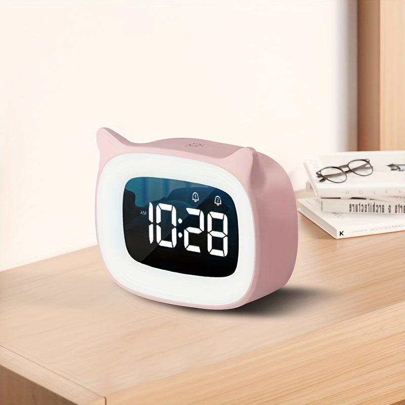 KittyGlow - Charming Cat Alarm Clock with Night Light