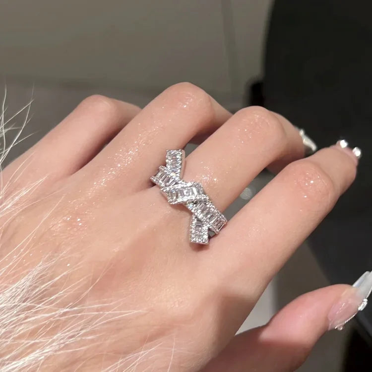 Elegant Adjustable Diamond Knot Ring - Serena Collection