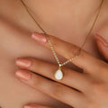 Eloise 18K Natural Opal Teardrop Pendant Necklace - An Enchanting Elegance