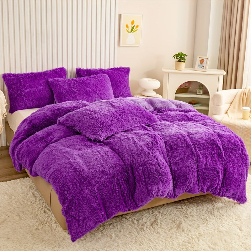 Ultra-Soft Plush Duvet Cover Set with Zipper - Luxury & Comfort