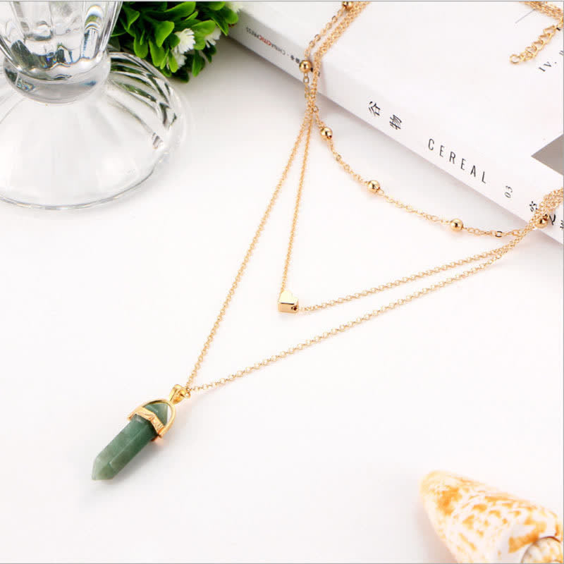 Aurora Hexagon Gemstone Necklace made of Natural Crystals