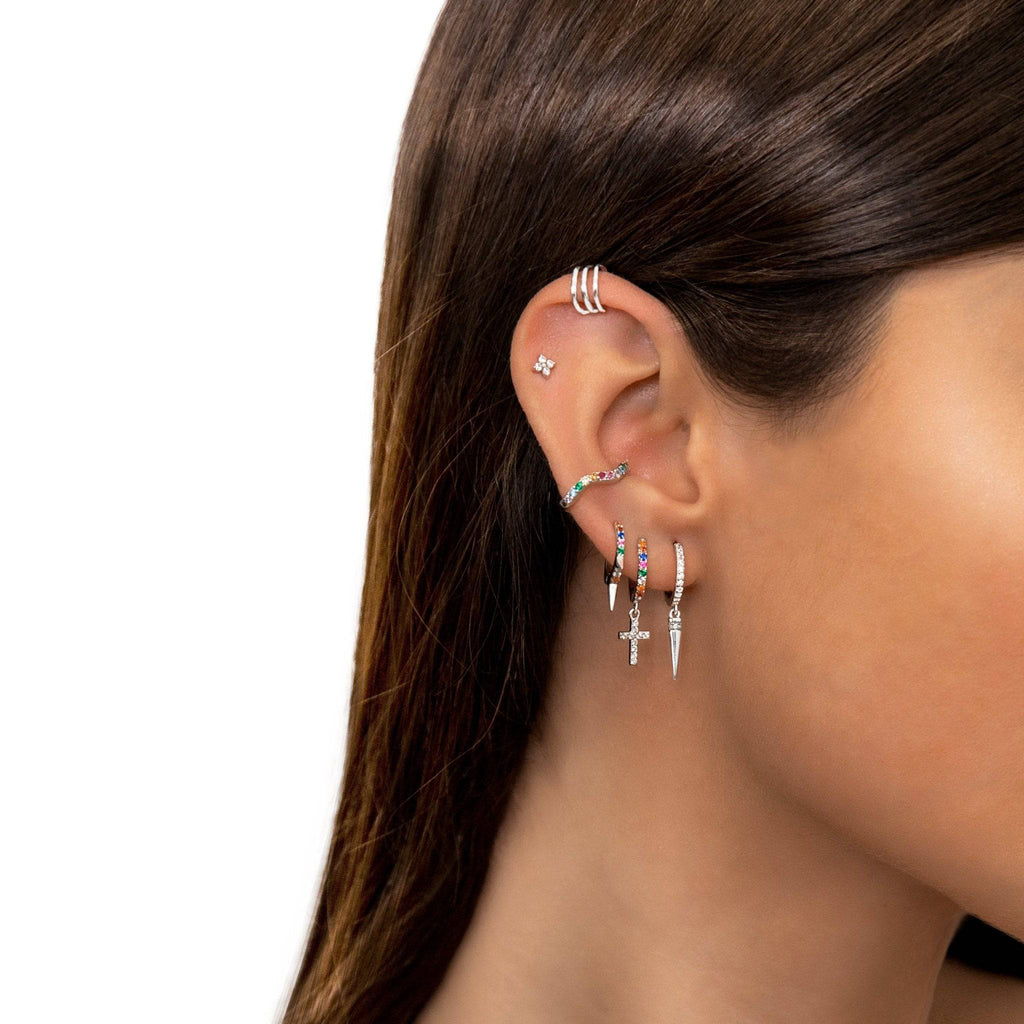 Aurora Colorful Zircon Cross Earrings