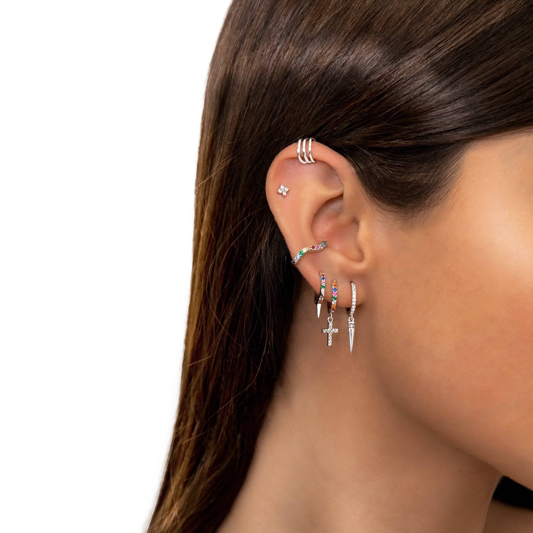 Aurora Colorful Zircon Cross Earrings