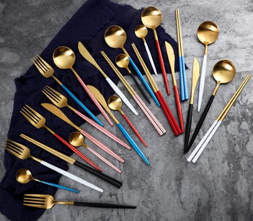 Gold & Silver 24-Piece Cutlery Set for Luxury Dining