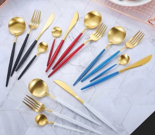 Gold & Silver 24-Piece Cutlery Set for Luxury Dining