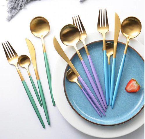 Gold & Silver 24-Piece Cutlery Set for Luxury Dining