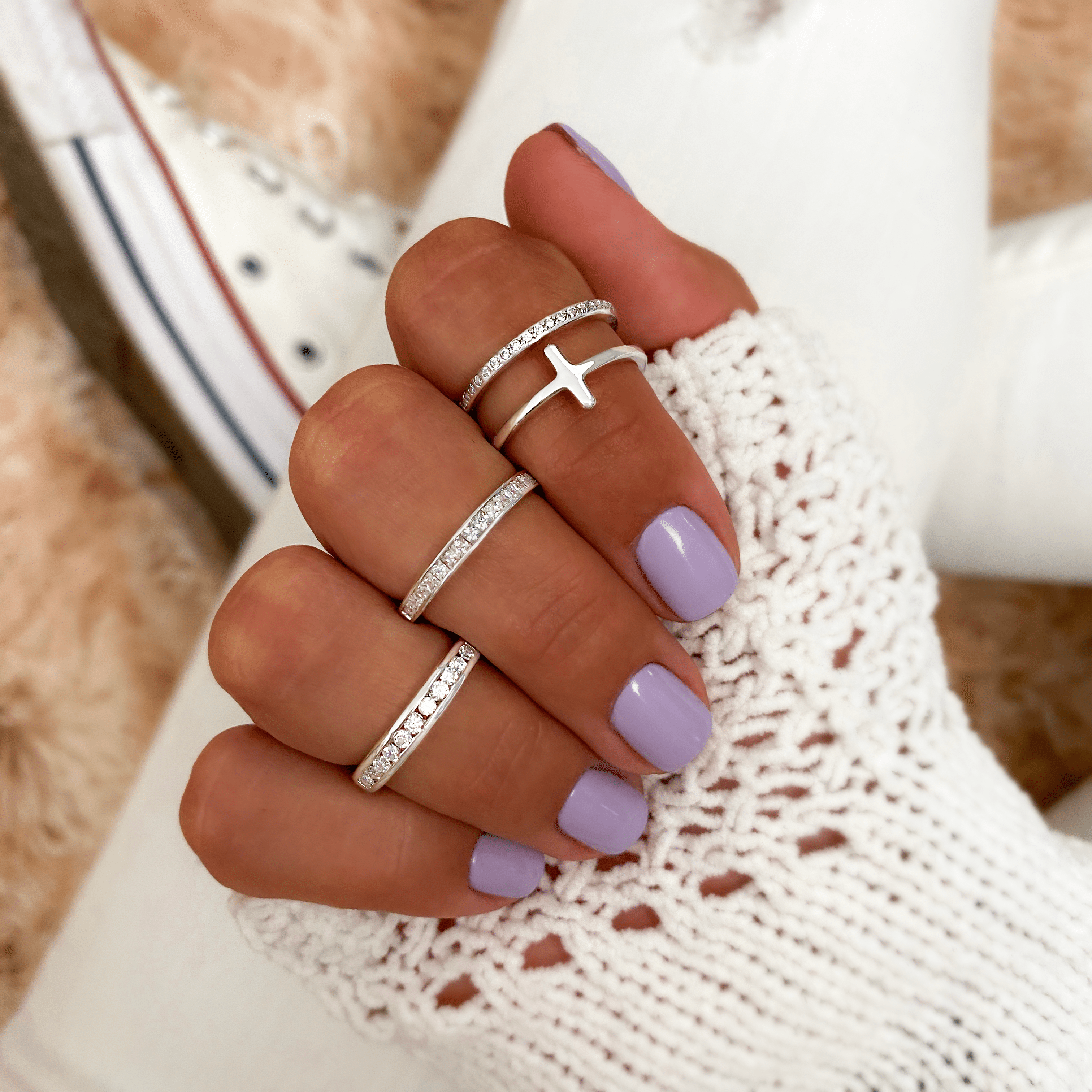 Elegant Double Crossover Ring - Celeste