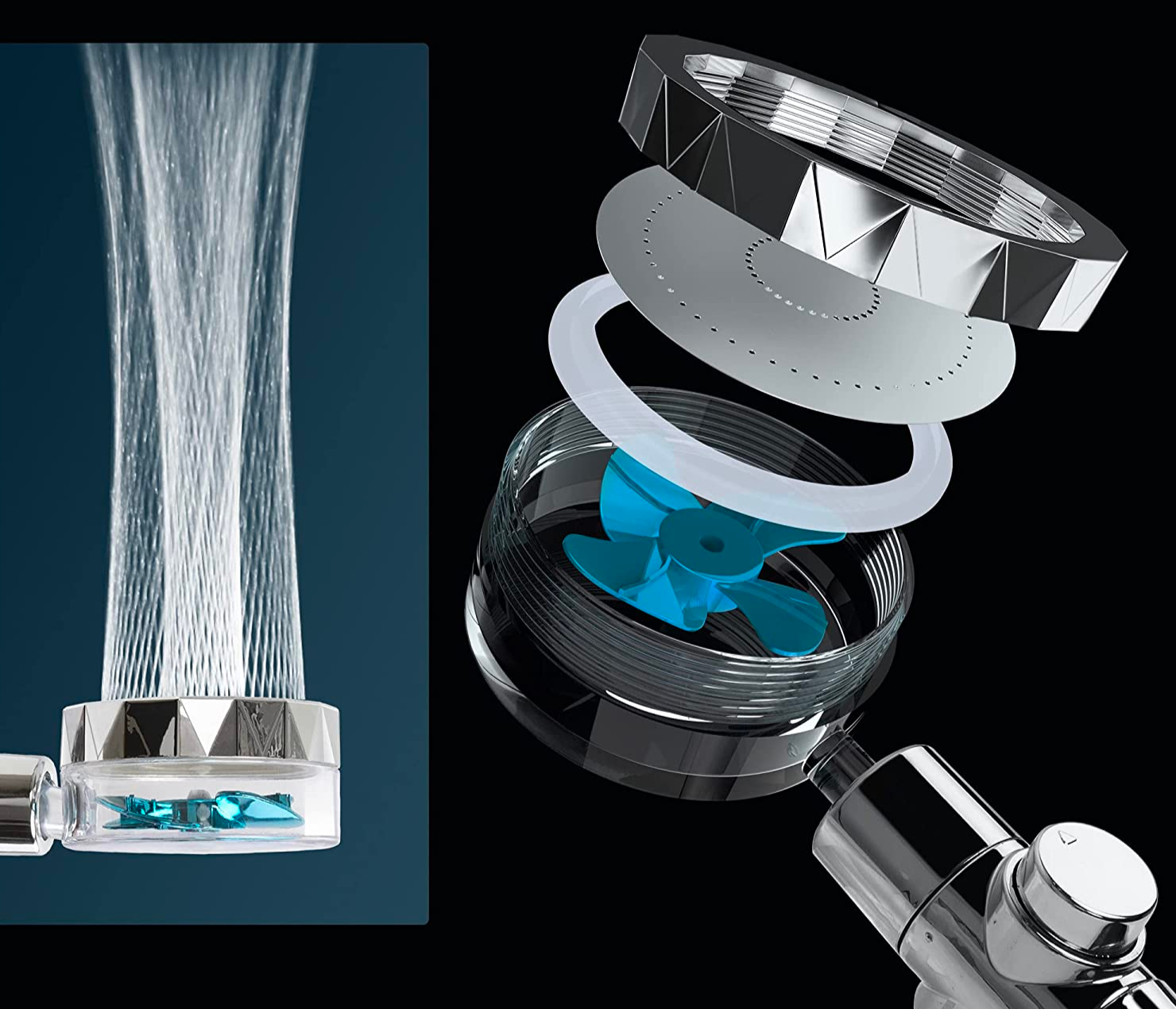HydroPower Showerhead – Sustainable Shower Stream with Filter