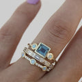 Enchanting Vintage Ring with Radiant Blue Crystal - Lunara