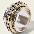 Elegant Vintage Gold and Silver Ring with Zirconia - Esmira Collection