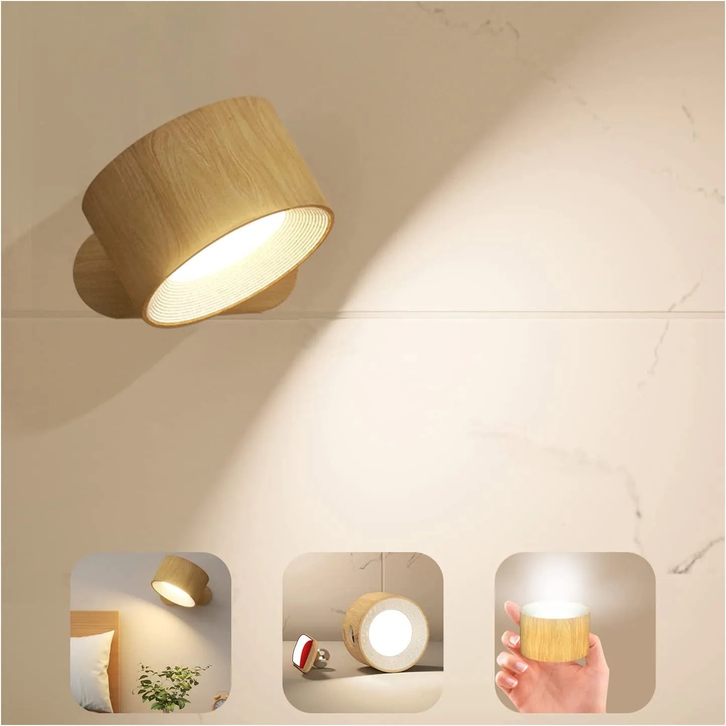 360° Wall Lamp - Cordless Rechargeable Wall Light