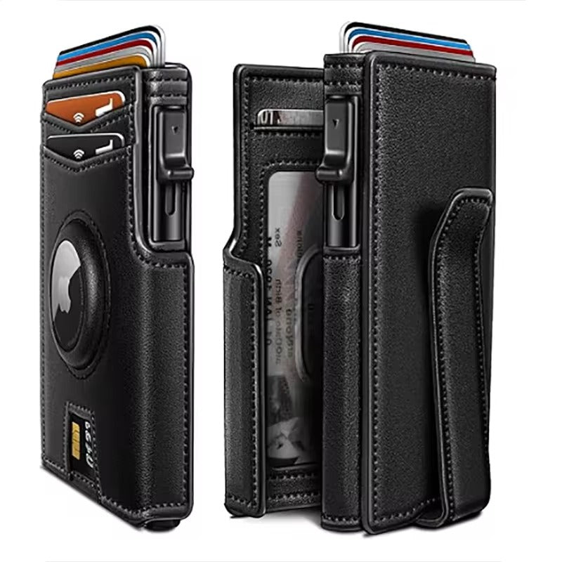 RFID Leather Pop-Up Wallet – Smart Wallet with AirTag Slot