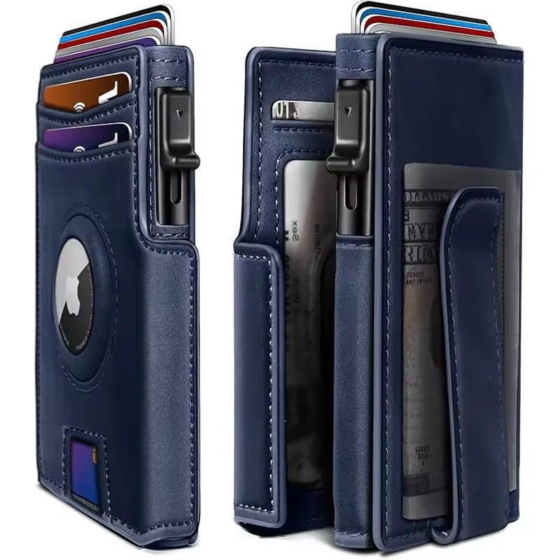 RFID Leather Pop-Up Wallet – Smart Wallet with AirTag Slot