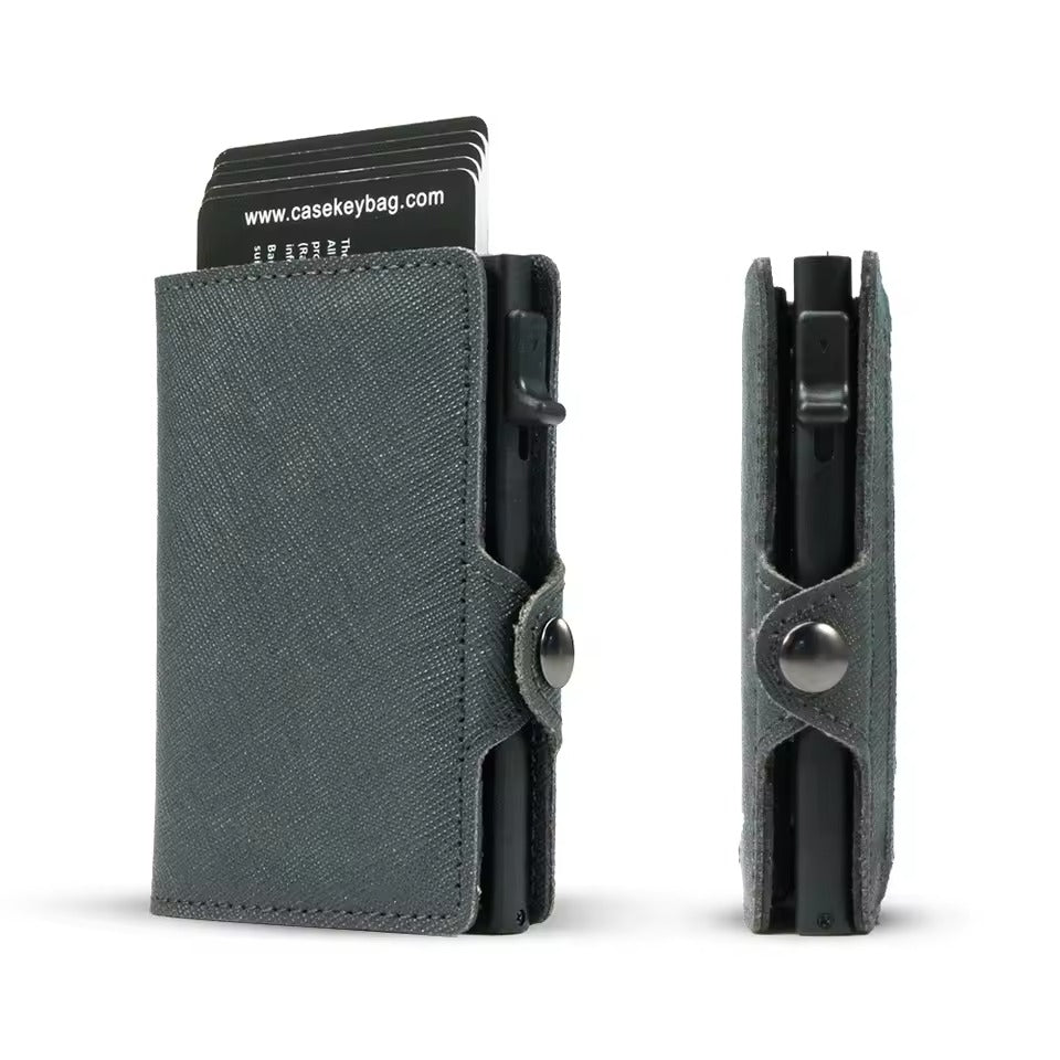 RFID Slim Wallet - Leather Pop-Up Card Holder Men's Wallet