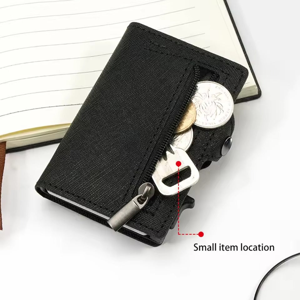 RFID Slim Wallet - Leather Pop-Up Card Holder Men's Wallet