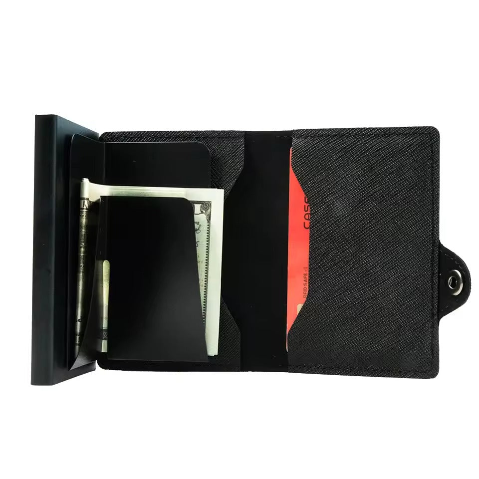 RFID Slim Wallet - Leather Pop-Up Card Holder Men's Wallet