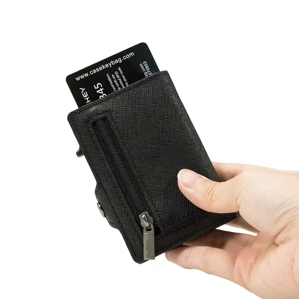 RFID Slim Wallet - Leather Pop-Up Card Holder Men's Wallet