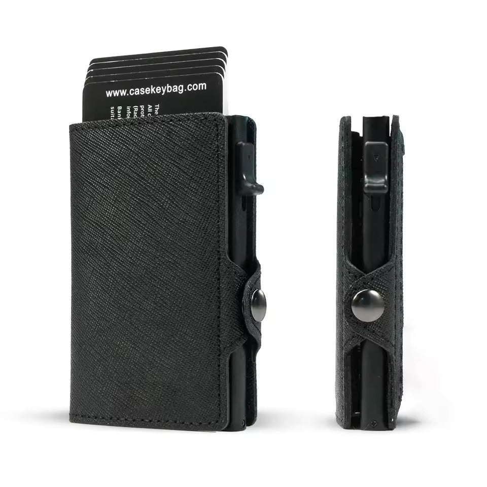 RFID Slim Wallet – Leather Pop-Up Card Holder Men's Wallet