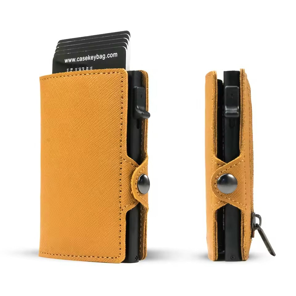 RFID Slim Wallet - Leather Pop-Up Card Holder Men's Wallet