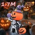 Halloween Inflatable Pumpkin Skeleton 1.7M with Ghost and LED Lighting
