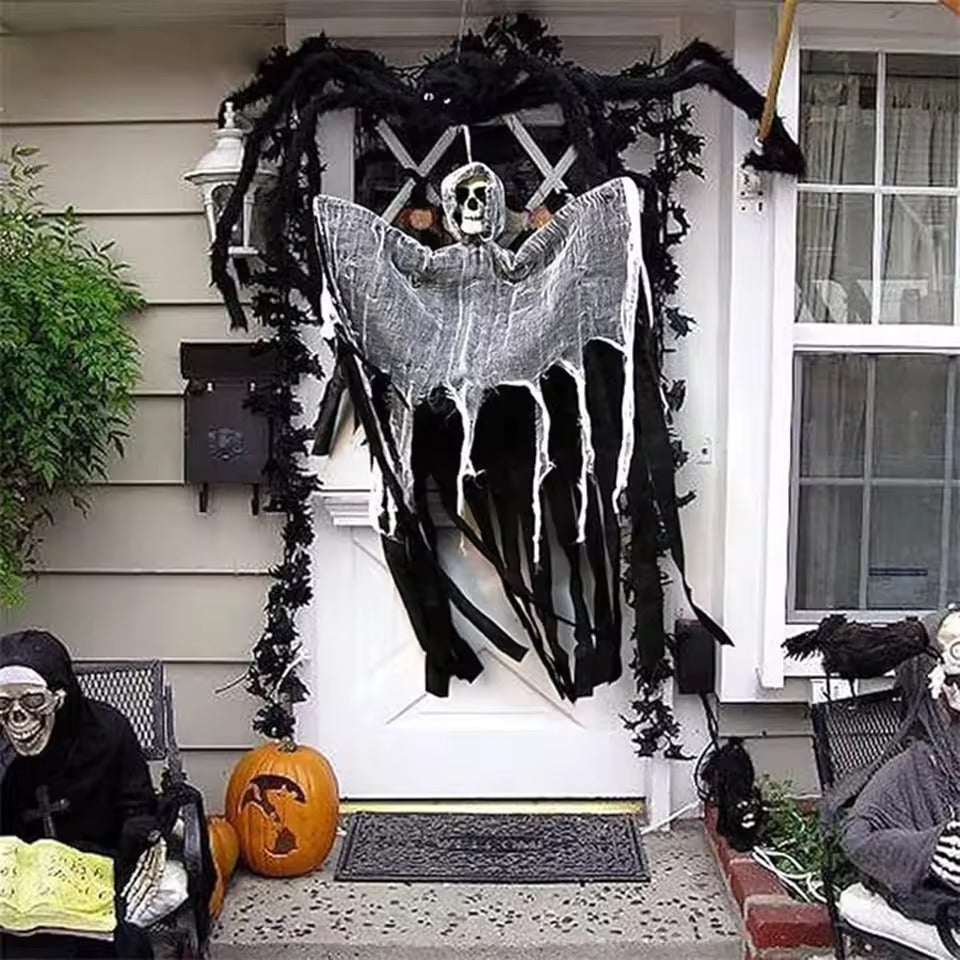 Halloween Spooky Decoration – Hanging Skeleton with LED Light for Garden & Party