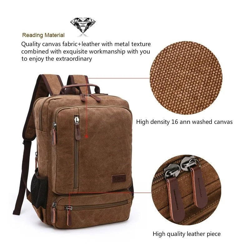Vintage Canvas Backpack - Large Capacity Laptop Backpack Men