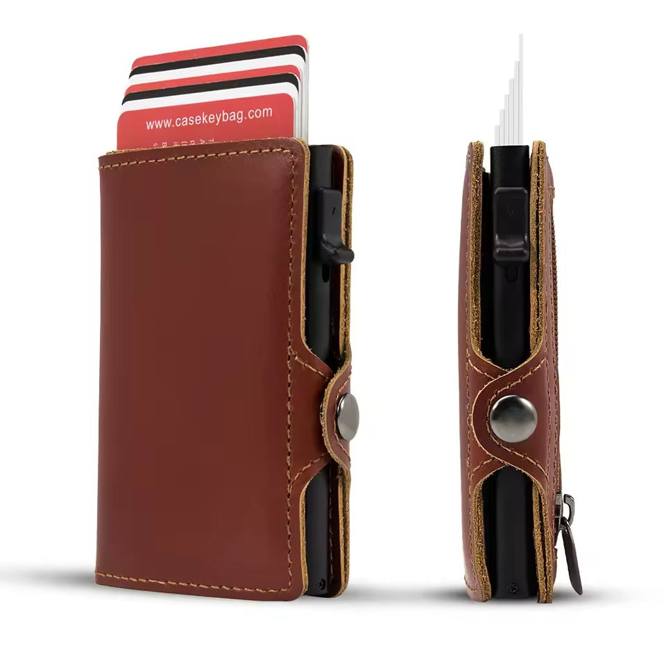RFID Leather Pop-Up Wallet – Smart Wallet Whiteh Coin Pocket