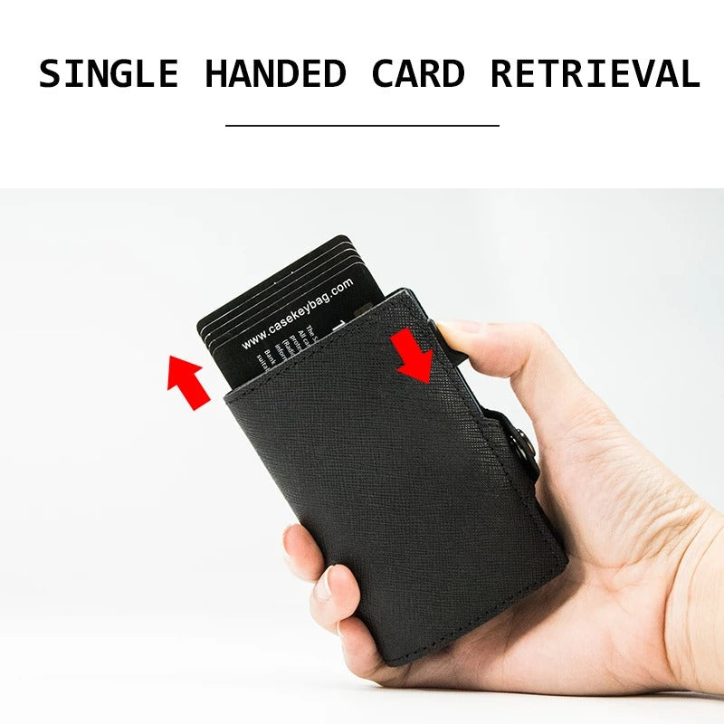 RFID Slim Wallet - Leather Pop-Up Card Holder Men's Wallet