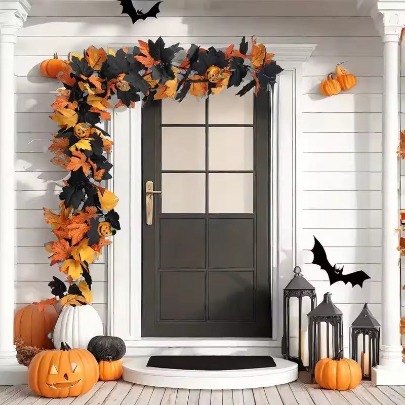 Halloween Garland – Artificial Leaves & Pumpkins Autumn Decoration