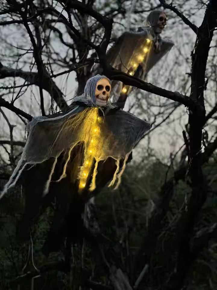Halloween Spooky Decoration – Hanging Skeleton with LED Light for Garden & Party