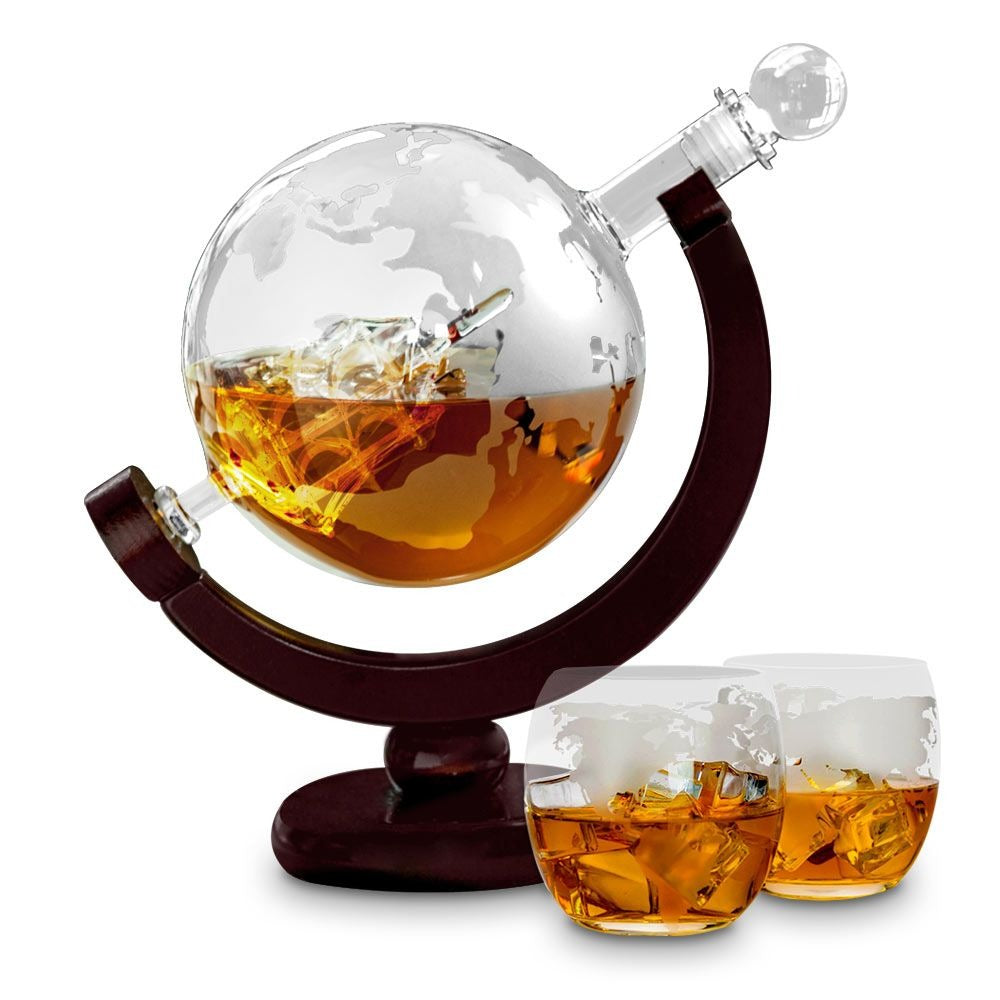 Globe Whiskey Decanter Set – Luxury Globe Decanter with Glasses