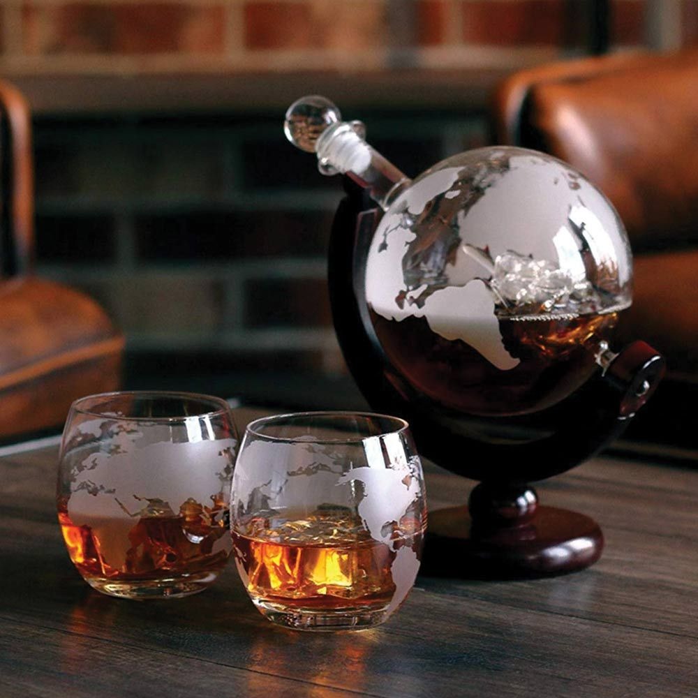 Globe Whiskey Decanter Set – Luxury Globe Decanter with Glasses