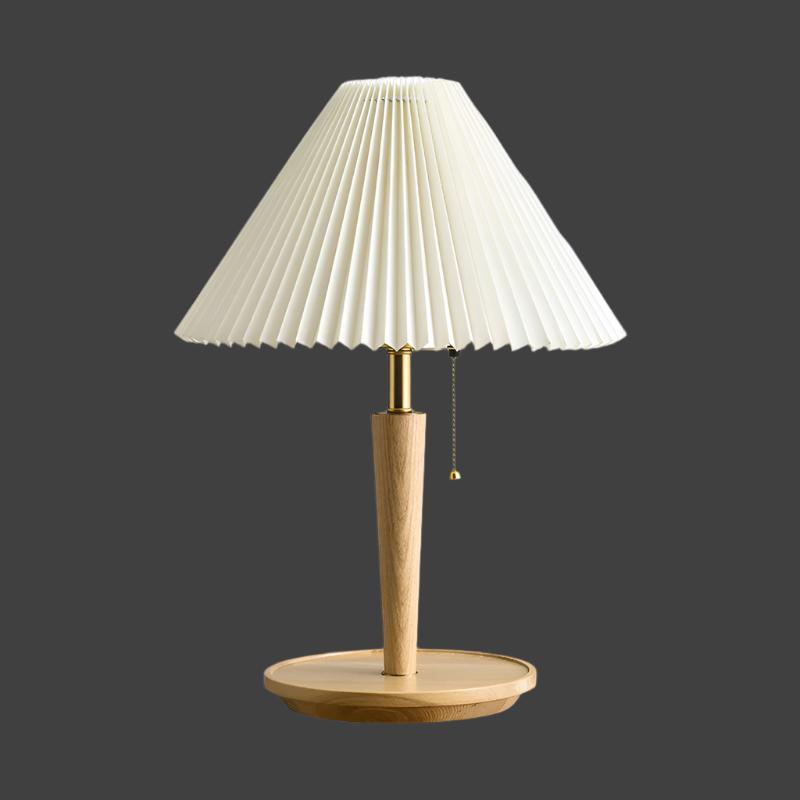 Elegant Vintage Wooden Woodly Table Lamp - Table Lamp with Pleated Design