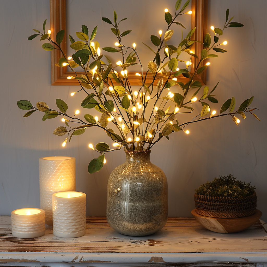 LumiVista Magical Olive Branch Light String - 70 cm Elegance