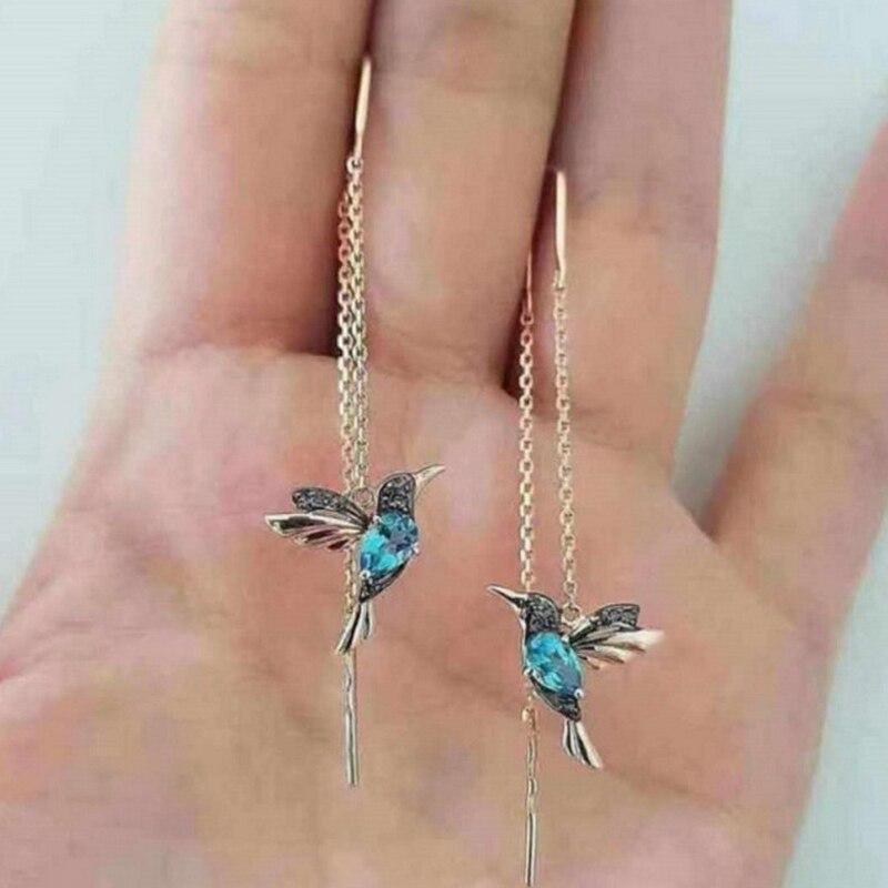 Enchanting Hummingbird Enamel Earrings with Dazzling Zirconia - Amalia