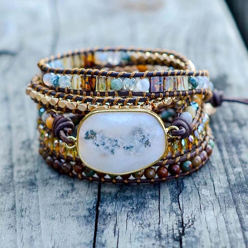 Lunara - Elegant Agate Moonlight Wrap Bracelet