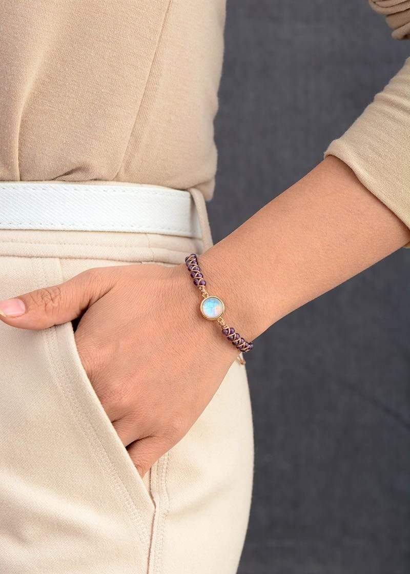 Aurielle – Amethyst-Opal Yoga Bracelet for Harmony