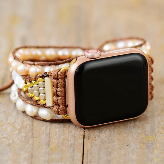 Elvianne - Luxury Freshwater Pearl Wrap Band for Apple Watch