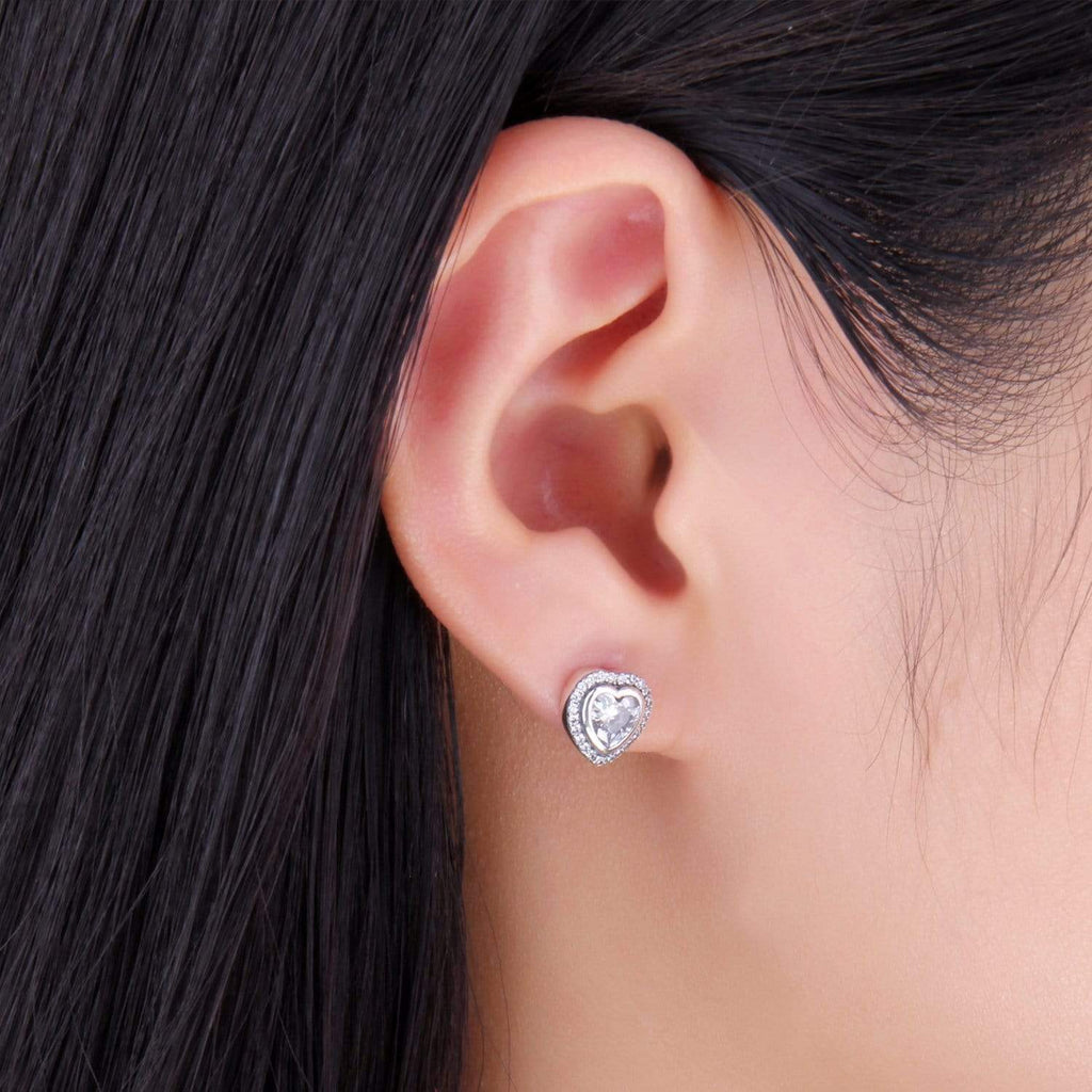 Celestia Heart-Shaped Earrings with Silver Zirconia - An Enchanting Accessory